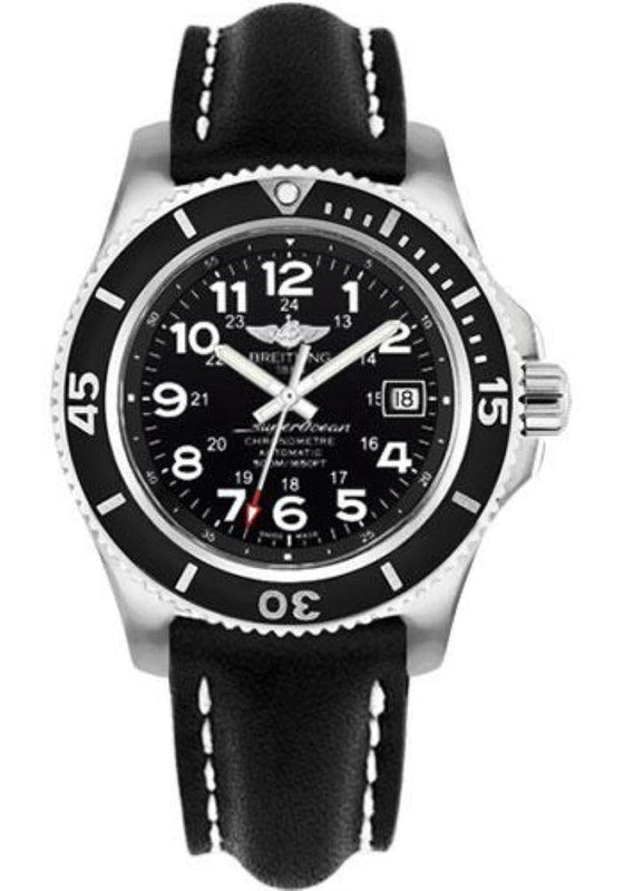 Breitling Superocean II 42mm Black Leather Strap Mens Watch - A17365C9 Buy Now By Breitling