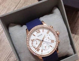 Guess Solar White Rose Gold Dial Blue Rubber Strap Watch For Women - W1135L3 Buy Now By Guess