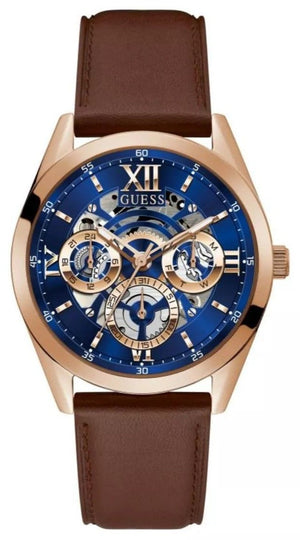 Guess Tailor Analog Blue Dial Brown Leather Strap Watch for Men - GW0389G3 Buy Now By Guess