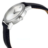 Movado Museum Silver Dial Black Leather Strap Watch For Women - 2100003 Buy Now By Movado