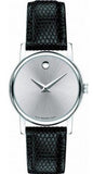 Movado Museum Silver Dial Black Leather Strap Watch For Women - 2100003 Buy Now By Movado