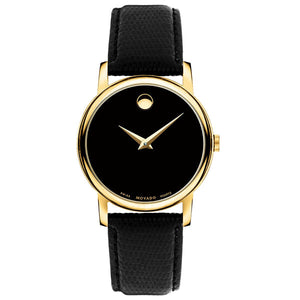 Movado Museum Black Dial Black Leather Strap Watch For Men - 2100005 Buy Now By Movado