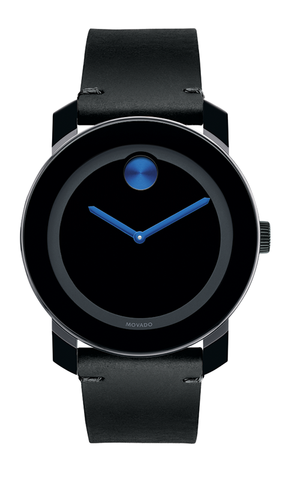 Movado Bold TR90 Black Dial Black Leather Strap Watch For Men - 3600307 Buy Now By Movado