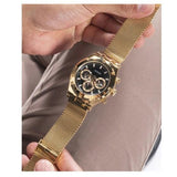 Guess Continental Chronograph Black Dial Gold Mesh Strap Watch For Men - GW0582G2 Buy Now By Guess