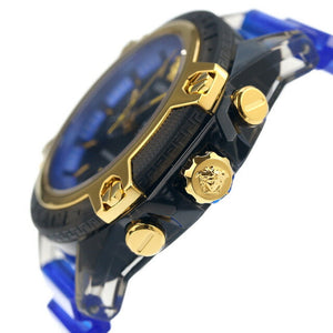 Versace Icon Active Chronograph Black Dial Blue Rubber Strap Watch For Men VEZ700521 Buy Now By Versace