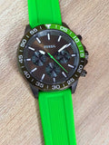 Fossil Bannon Chronograph Grey Dial Green Silicone Strap Watch for Men - BQ2501 Buy Now By Fossil