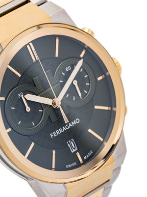 Salvatore Ferragamo Sapphire Chrono Green Dial Two Tone Steel Strap Watch for Men - SFME01223 Buy Now By Salvatore Ferragamo