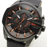 Diesel Mega Chief Chronograph Black Dial Black Leather Strap Watch For Men - DZ4291 Buy Now By Diesel