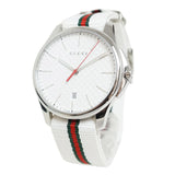 Gucci G Timeless Quartz White DIal White NATO Strap Watch For Men - YA126322 Buy Now By Gucci