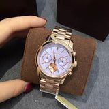 Michael Kors Runway Chronograph Purple Dial Rose Gold Steel Strap Watch For Women - MK6163 Buy Now By Michael Kors