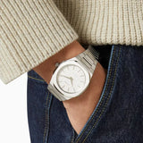D1 Milano Ultra Thin Linen White Dial Silver Steel Strap Watch for Unisex - D1-UTBJ23 Authentic Buy Shop Now