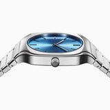 D1 Milano Square Caribbean Blue Dial Silver Steel Strap Watch for Men - D1-SQBJ07 Authentic Buy Shop Now