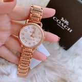 Coach Delancey White Dial Rose Gold Steel Strap Watch for Women - 14502497 Buy Now By Coach