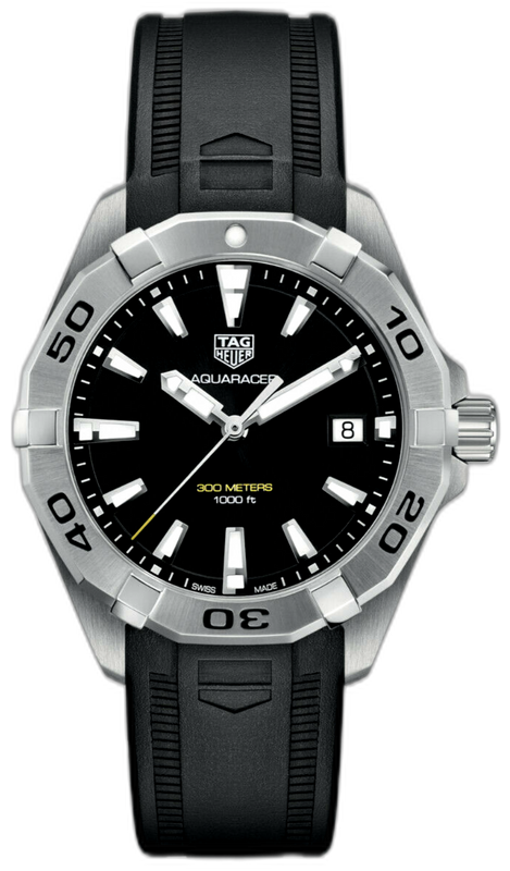 Tag Heuer Aquaracer Quartz Black Dial Black Rubber Strap Watch for Men - WBD1110.FT8021 Buy Now By Tag Heuer