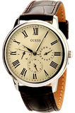 Guess Wafer Quartz White Dial Brown Leather Strap Watch For Men - W70016G2 Buy Now By Guess