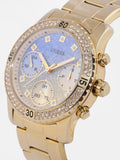 Guess Confetti Diamonds Gold Dial Gold Steel Strap Watch for Women - W0774L2 Buy Now By Guess