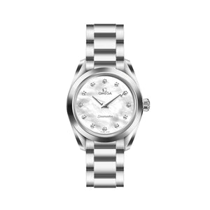 Omega Seamaster Aqua Terra Quartz Diamonds Mother of Pearl Dial Silver Steel Strap Watch for Women - 220.10.28.60.55.001 Buy Now By Omega