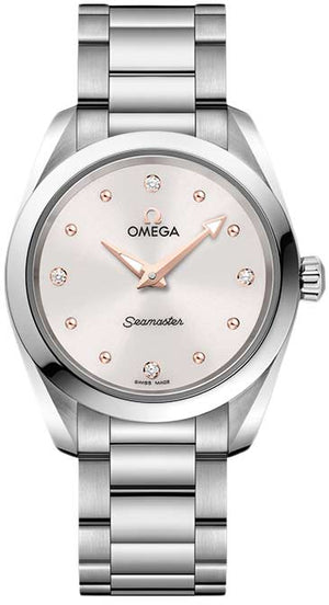 Omega Seamaster Aqua Terra Quartz Diamond Silver Dial Silver Steel Strap Watch for Women - 220.10.28.60.54.001 Buy Now By Omega