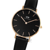 Daniel Wellington Petite Sheffield Black Dial Black Leather Strap Watch For Women - DW00100168 Buy Now By Daniel Wellington