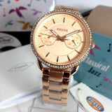 Fossil Tailor Rose Gold Dial Rose Gold Steel Strap Watch for Women - ES4264 Buy Now By Fossil