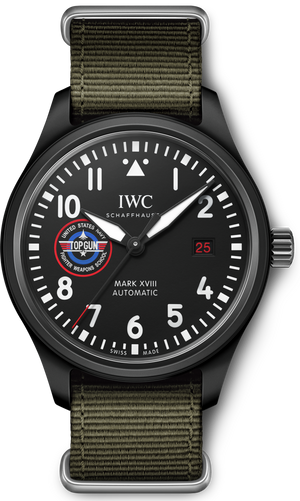 IWC Pilot’s Watch Mark XVIII Top Gun Edition “SFTI” Black Dial Green Nylon Strap Watch for Men - IW324712 Buy Now By IWC
