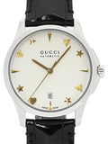Gucci G Timeless Automatic Silver Dial Black Leather Strap Unisex Watch - YA126468 Buy Now By Gucci