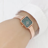 Daniel Wellington Quadro Green Dial Gold Stainless Steel Watch For Women - DW00100520