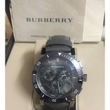 Burberry The City Chronograph Ion Plated Grey Dial Grey Leather Strap Watch for Men - BU9384 Buy Now By Burberry