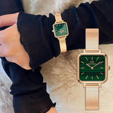 Daniel Wellington Quadro Studio Green Dial Rose Gold Mesh Strap Watch For Women - DW00100520 Buy Now By Daniel Wellington