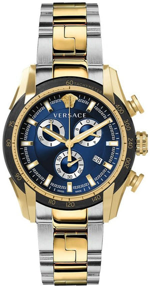 Versace V-Ray Chronograph Quartz Blue Dial Two Tone Steel Strap Watch For Men - VE2I01021 Buy Now By Versace