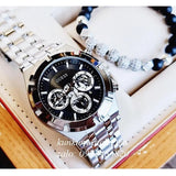 Guess Trophy Chronograph Diamonds Black Dial Silver Steel Strap Watch for Men - GW0390G1 Buy Now By Guess