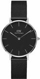 Daniel Wellington Petite Ashfield Black Dial Black Mesh Strap Watch For Women - DW00100246 Buy Now By Daniel Wellington