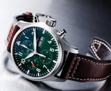IWC Pilot's Watch Chronograph Edition Racing Green 43mm Green Dial Brown Leather Strap Watch for Men - IW377726 Buy Now By IWC