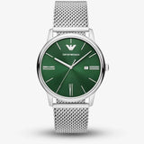 Emporio Armani Minimalist Quartz Green Dial Silver Mesh Bracelet Watch For Men - AR11578 Buy Now By Emporio Armani