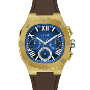 Guess Headline Chronograph Blue Dial Brown Silicone Strap Watch For Men - GW0571G5 Buy Now By Guess