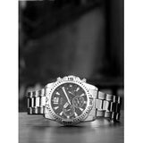 Guess Commander Chronograph Black Dial Silver Steel Strap Watch for Men - GW0056G1 Buy Now By Guess