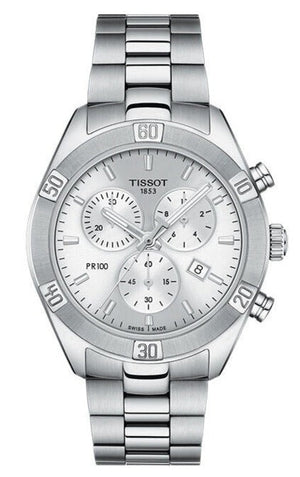 Tissot PR 100 Sport Chic Chronograph Silver Dial Silver Steel Strap Watch for Women - T101.917.11.031.00 Buy Now By Tissot