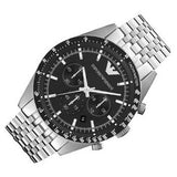 Emporio Armani Tazio Chronograph Black Dial Silver Steel Strap Watch For Men - AR5988 Buy Now By Emporio Armani