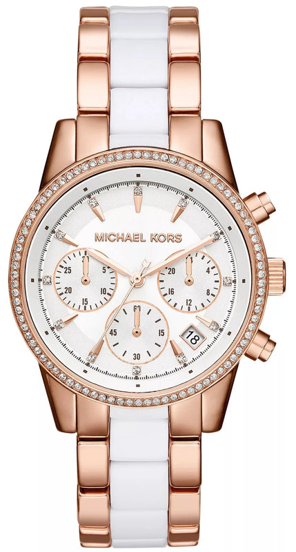 Michael Kors Ritz White Dial Two Tone Steel Strap Watch for Women - MK6324 Buy Now By Michael Kors