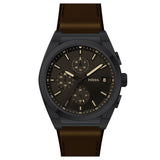 Fossil Everett Chronograph Black Dial Brown Leather Strap Watch for Men - FS5798 Buy Now By Fossil