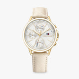 Tommy Hilfiger Carly Silver Dial Cream Leather Strap Watch for Women - 1781790 Buy Now By Tommy Hilfiger