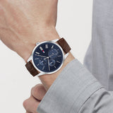Tommy Hilfiger Evan Chronograph Blue Dial Brown Leather Strap Watch for Men - 1710393 Buy Now By Tommy Hilfiger