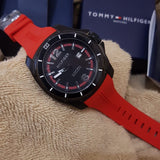 Tommy Hilfiger Windsurf Black Dial Red Rubber Strap Watch for Men - 1791112 Buy Now By Tommy Hilfiger