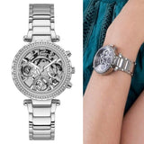 Guess Solstice Diamonds Silver Dial Silver Steel Strap Watch for Women - GW0403L1 Buy Now By Guess