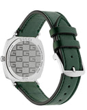 Gucci Grip Quartz Silver Dial Green Leather Strap Unisex Watch - YA157406 Buy Now By Gucci