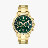 Hugo Boss Allure Chronograph Green Dial Gold Steel Strap Watch for Men - 1513923 Buy Now By Hugo Boss
