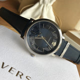 Versace Manifesto Quartz Blue Dial Blue Leather Strap Watch For Men - VBQ01017 Buy Now By Versace