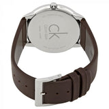 Calvin Klein Minimal Silver Dial Brown Leather Strap Watch for Men - K3M211G6 Buy Now By Calvin Klein