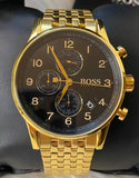 Hugo Boss Navigator Black Dial Gold Steel Strap Watch for Men - 1513531 Buy Now By Hugo Boss