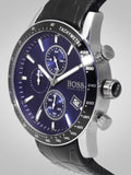 Hugo Boss Rafale Chronograph Blue Dial Black Leather Strap Watch For Men - 1513391 Buy Now By Hugo Boss